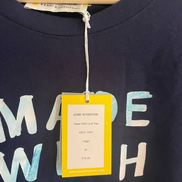 Kerri Rosenthal Made With Love Logo Tee Short Sleeve Top Navy Size M NWT - Picture 2 of 5